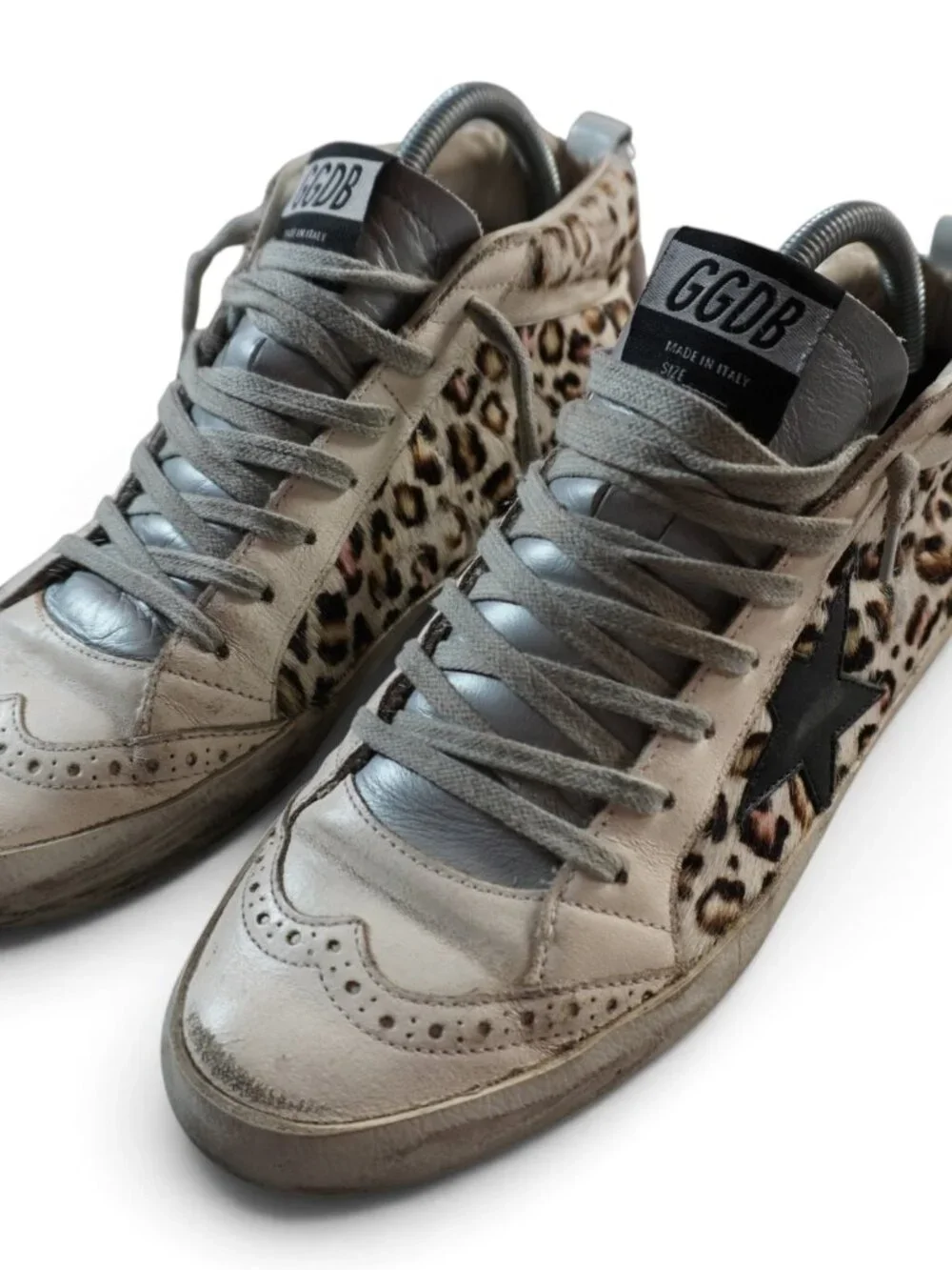 Golden Goose Deluxe Brand Shoes Womens Size 8 Beige Leopard Mid Top Sneakers